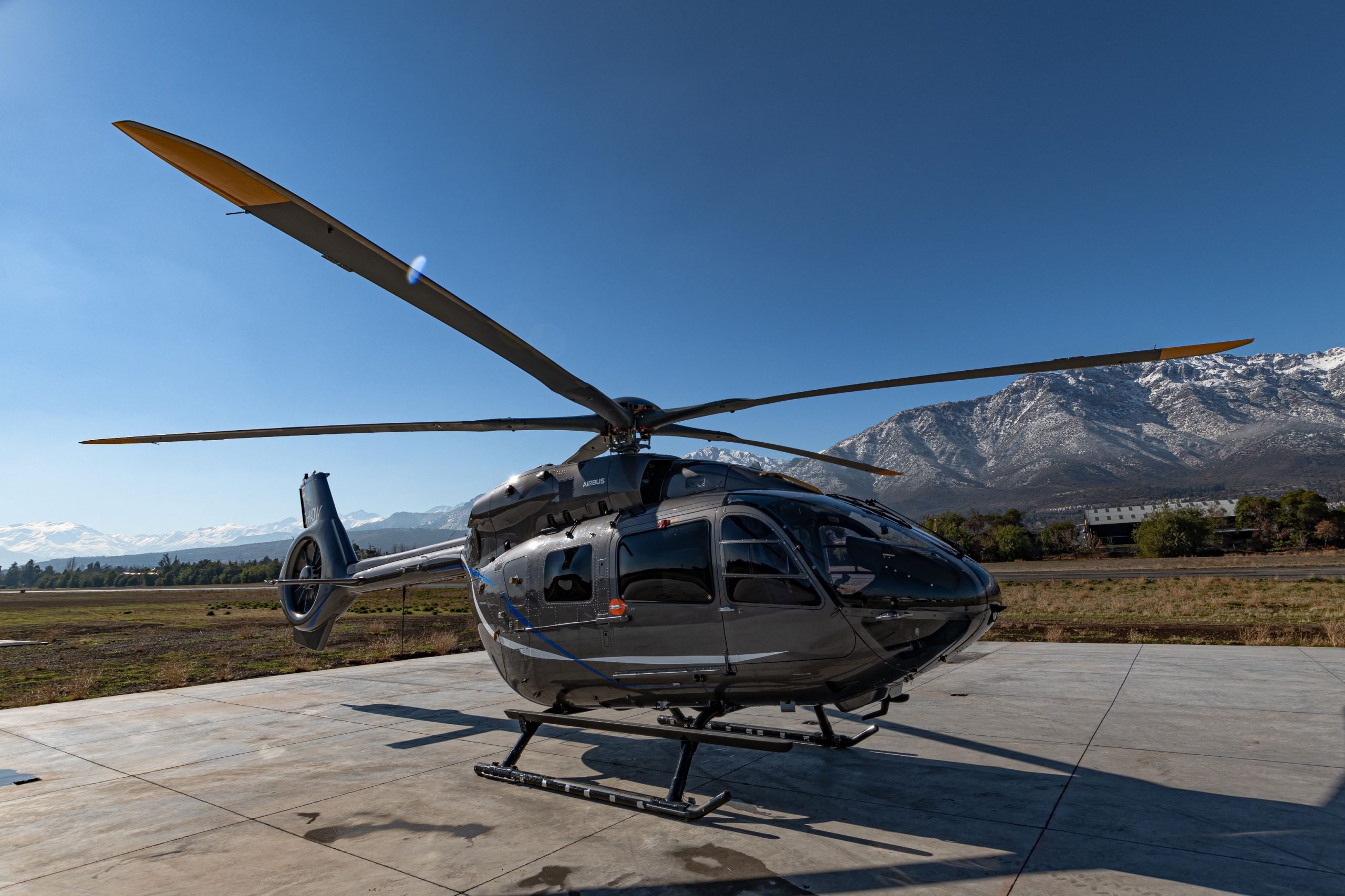 H145 luxury helicopter shown on the ground